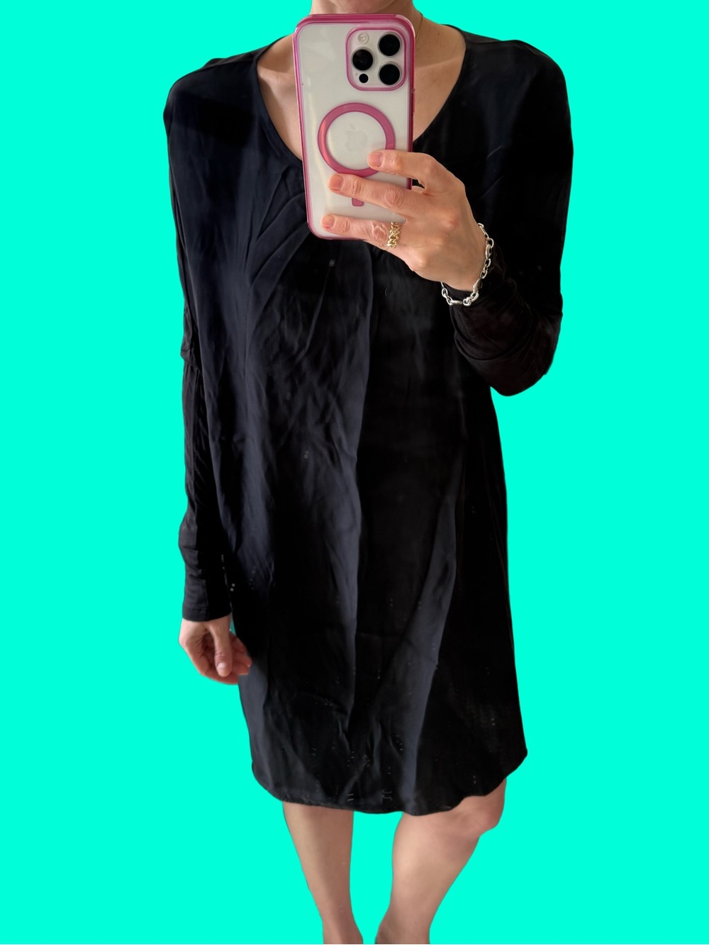 Vince Black Long Sleeve Tunic Dress size Small